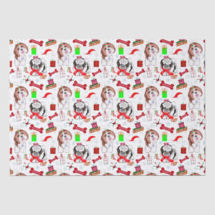Papel De Seda Padrão contínuo de Natal Adorável do Shih Tzu