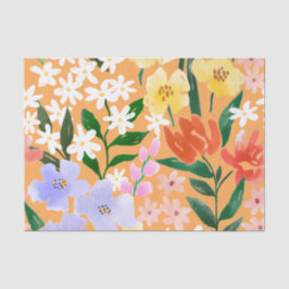 Papel De Seda Padrão contínuo floral botânico laranja