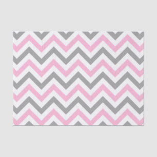 Papel De Seda Padrão Cor-de-rosa, Cinza-k Wht Grande Chevron Zi
