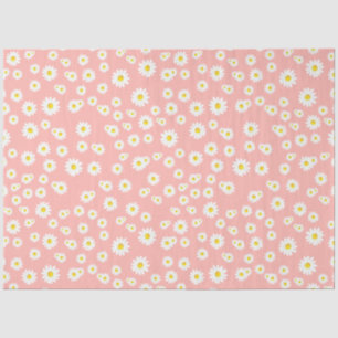Papel De Seda Padrão Coral Pink Boho Primavera Daisies
