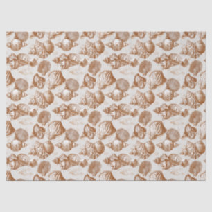 Papel De Seda Padrão Costeiro Toile de Conchas Antigas (3)