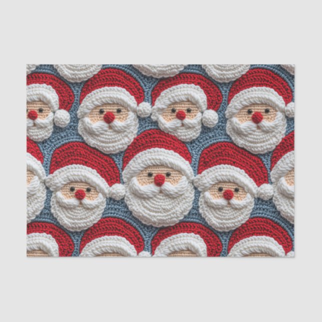 Papel De Seda Padrão Crochet Santa Claus (Frente )