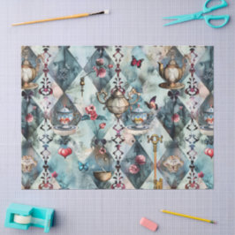 Papel De Seda Padrão da Alice no País das Maravilhas