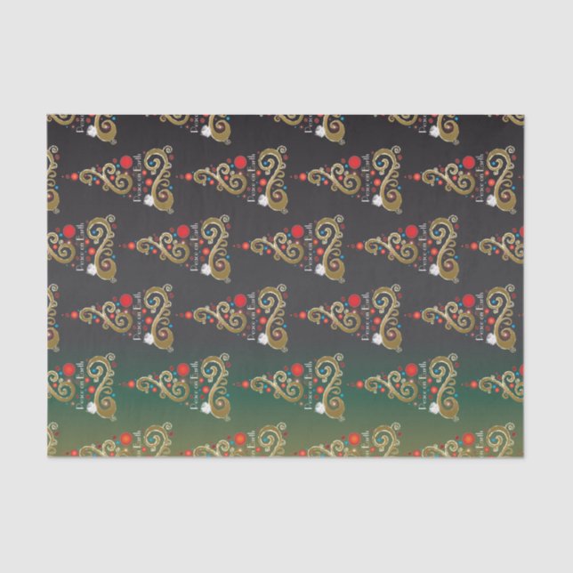 Papel De Seda Padrão da árvore de Natal de madre verde de Natal (Frente )