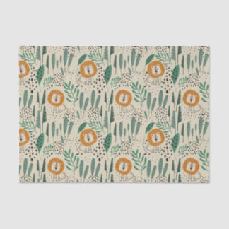 Papel De Seda Padrão da Floresta Tropical Selvagem de Leão-de-Dó