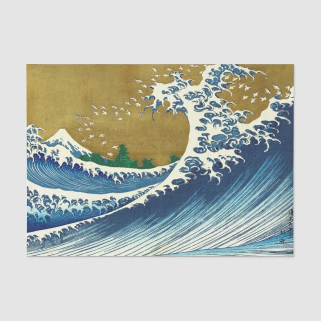 Papel De Seda Padrão da Grande Onda de Hokusai: Arte Japonesa Uk (Frente )