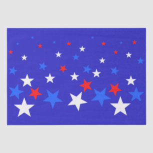Papel De Seda Padrão das estrelas azul, vermelha e branca