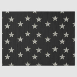 Papel De Seda padrão das estrelas da cinza em preto