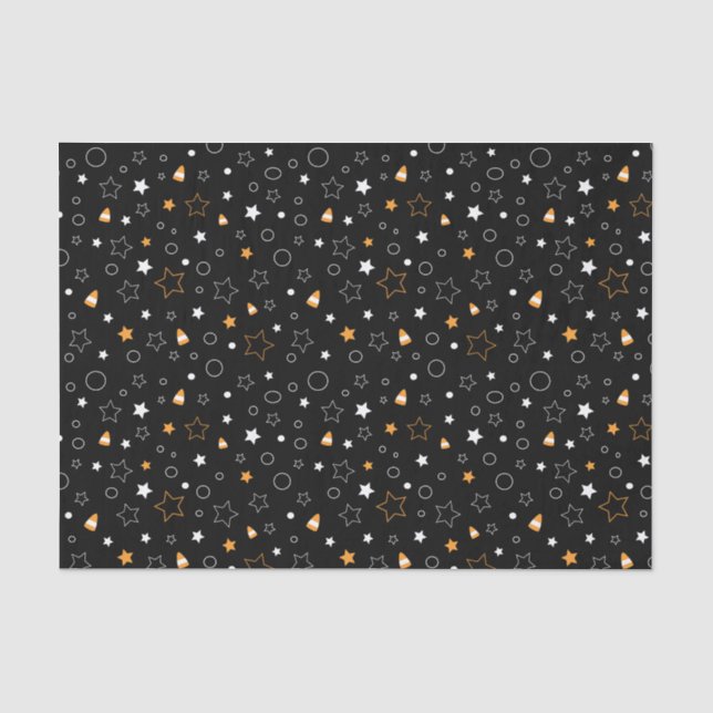 Papel De Seda padrão das estrelas doces de halloween (Frente )