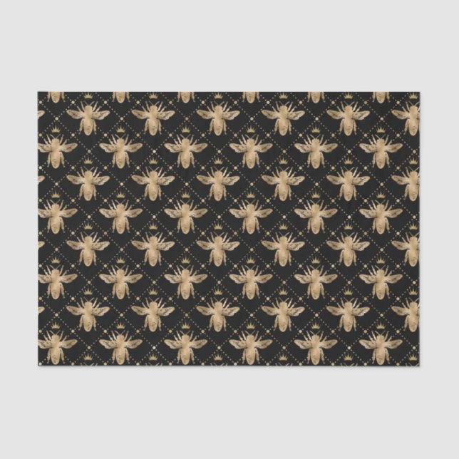 Papel De Seda Padrão de Abelha de Mel Antiquado (Frente )