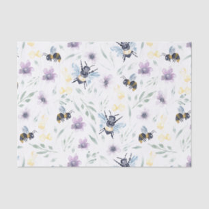 Papel De Seda Padrão de Abelhas de Aquarela