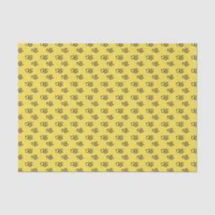 Papel De Seda Padrão de Abelhas de Verão Amarelas Brilhantes