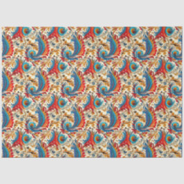 Papel De Seda Padrão de Abstrato de Flor do Ouro de Paisley