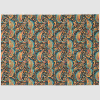 Papel De Seda Padrão de Abstrato de Flor do Ouro de Paisley 11