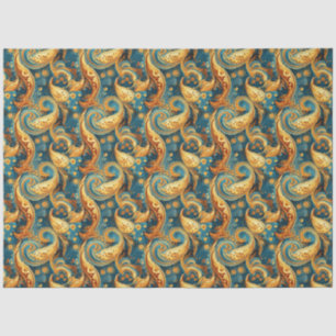 Papel De Seda Padrão de Abstrato de Ouro de Flor do de Paisley