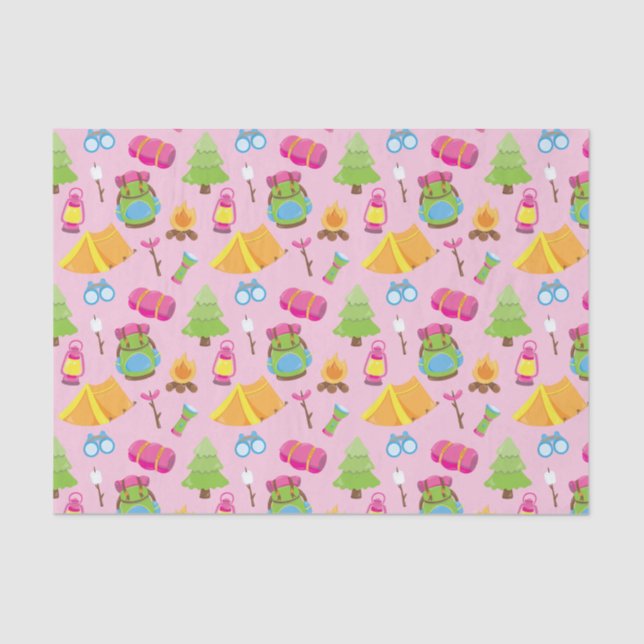 Papel De Seda Padrão de acampamento de verão bonito (Frente )