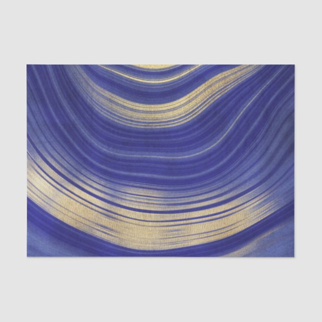 Papel De Seda Padrão de Ágata Azul e Dourado (Frente )