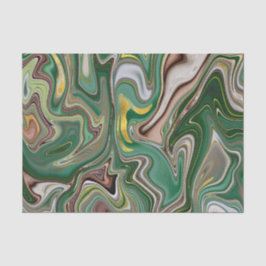 Papel De Seda Padrão de Ágata Verde e Marrom/Dourado 2