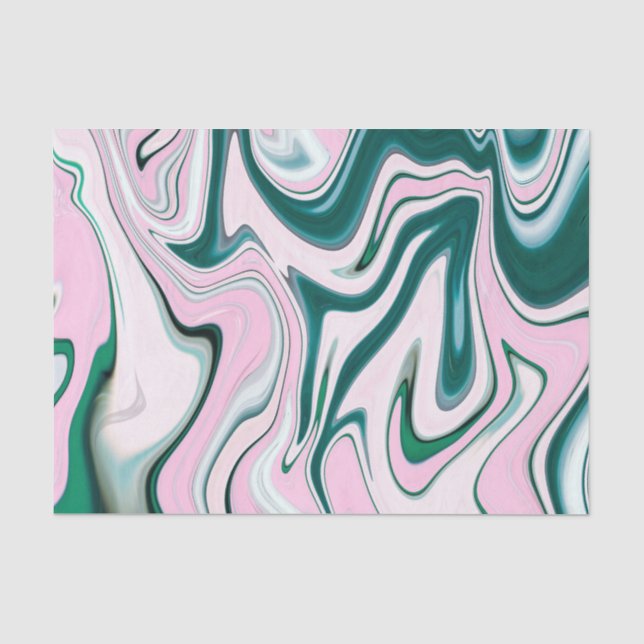 Papel De Seda Padrão de Ágata Verde e Rosa (Frente )