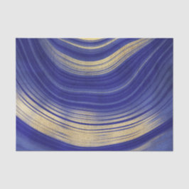 Papel De Seda Padrão de Agate Azul e Dourado