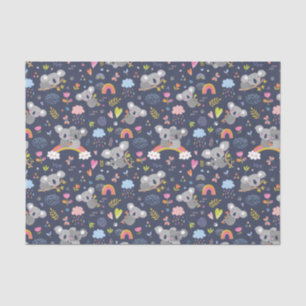 Papel De Seda Padrão de Amor do Koala Rainbow