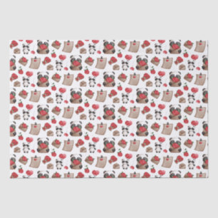 Papel De Seda Padrão De Amor Do Urso De Panda Dia de os namorado