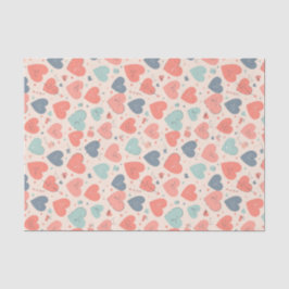 Papel De Seda Padrão de Amor em Cores Retro com Coração Fofo no 