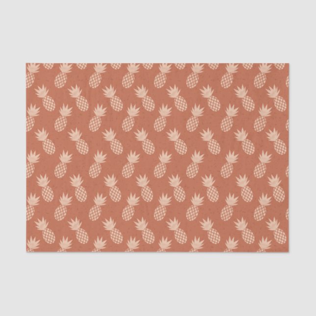 Papel De Seda Padrão de ananás tropical Terracotta e Peach (Frente )