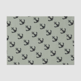 Papel De Seda Padrão de Âncora do Barco Negro