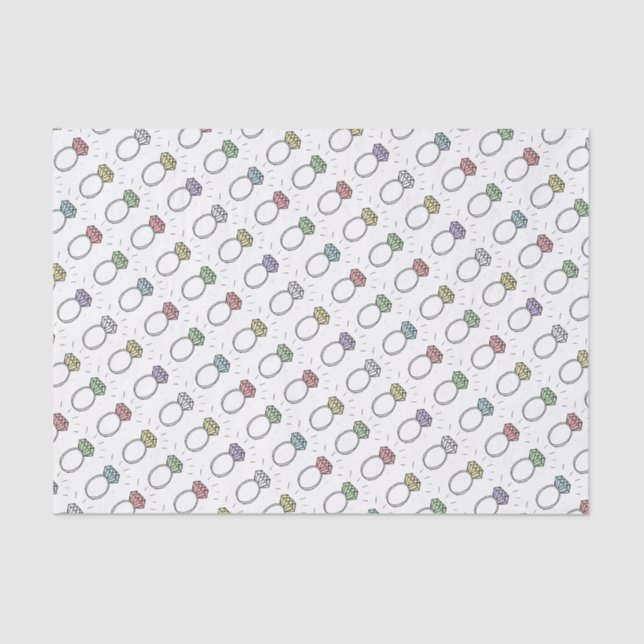 Papel De Seda Padrão de Anéis de Diamante Ilustrado (Frente )