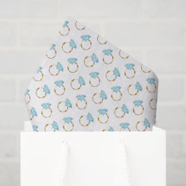 Papel De Seda Padrão de Anéis de Noiva com Diamante Azul