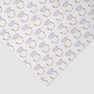 Papel De Seda Padrão de Anel de Noivado e Casamento de Diamante