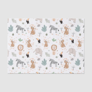 Papel De Seda Padrão de Animais da Floresta Tropical Selva