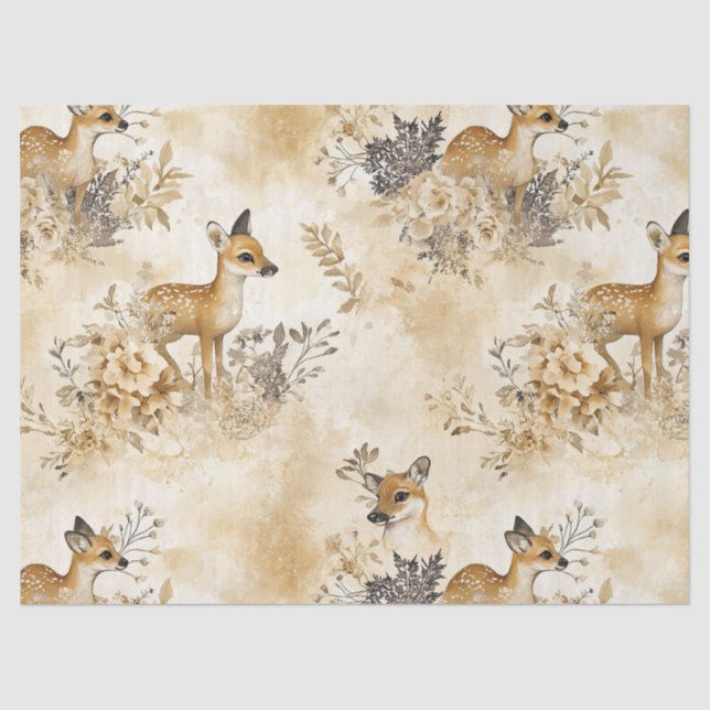 Papel De Seda Padrão de Animal Fauno da Floresta (Frente )
