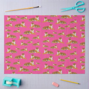 Papel De Seda Padrão de Animal Tigre da Selva Laranja Rosa
