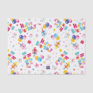 Papel De Seda Padrão de aniversário feliz e bonito