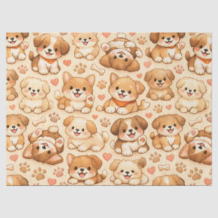 Papel De Seda Padrão de aquarela Corações de Cachorrinho Fofo (2