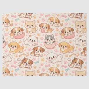 Papel De Seda Padrão de aquarela Corações de Cachorrinho Fofo (5