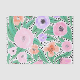 Papel De Seda Padrão de Aquarela das Bolinhas Vermelhas Roxas