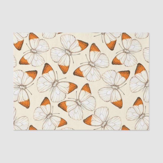 Papel De Seda Padrão de aquarela das borboletas (Frente )