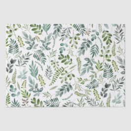 Papel De Seda Padrão de Aquarela das Folhas de Verde Botânico 