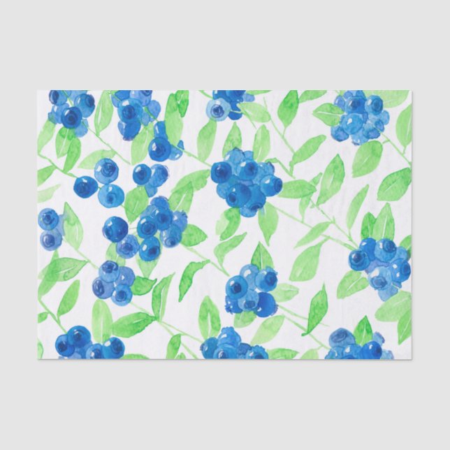 Papel De Seda Padrão de aquarela de amora (Frente )