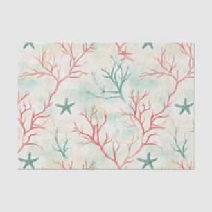 Papel De Seda Padrão de aquarela de concha de recife de coral (1