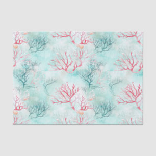 Papel De Seda Padrão de aquarela de concha de recife de coral (9