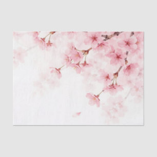 Papel De Seda Padrão de Aquarela de Flor de Cerejeira Sakura Ros