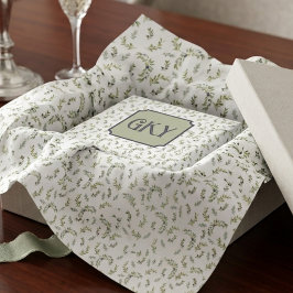 Papel De Seda Padrão de aquarela de oliveira Monogram Country Ch