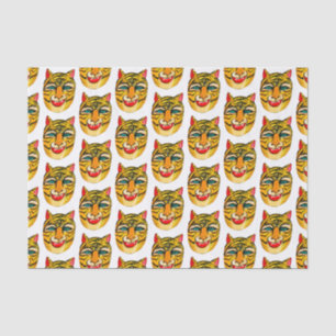 Papel De Seda Padrão De Aquarela De Tigre Rindo