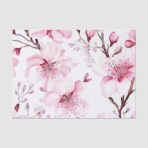 Papel De Seda Padrão de Aquarela do Flor de Cereja Elegante