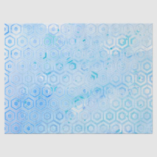 Papel De Seda Padrão de Aquarela do Hexágono Azul Moderno Honeyc
