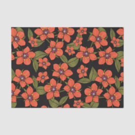 Papel De Seda Padrão de aquarela floral vermelha